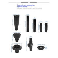 Ensemble de 9 buses Garvee pour pompe de fontaine, réglables en hauteur, têtes d'arrosage cascade pour pompes submersibles, jardin, aquarium, bassin, noir