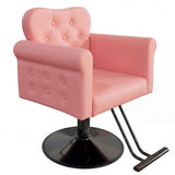 Garvee Fauteuil de Coiffure en Similicuir, Pivotant à 360°, avec Repose-Pieds, Base Ronde Hydraulique en Métal, Charge jusqu’à 150 kg, pour Salon de Coiffure et Spa, Rose - Rose