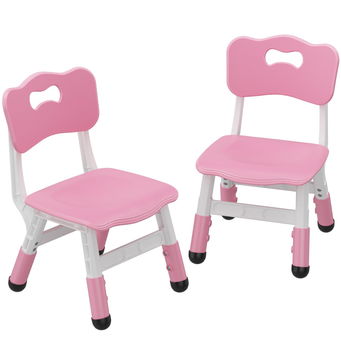 Chaise haute enfant Garvee, réglable en hauteur (3 niveaux), en plastique antidérapant, rose, pour la maison et la maternelle, lot de 2