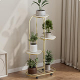 Garvee Support à plantes en métal à 4 niveaux, couleur champagne, pour balcon et salon, gain de place et durable - Or