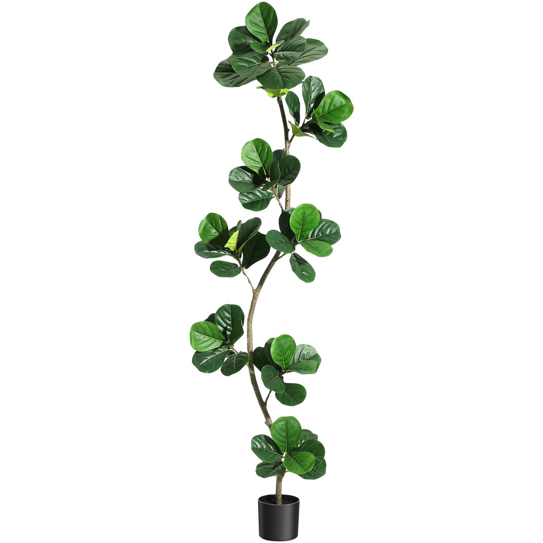 Garvee Ficus Lyrata Artificiel 213 cm, Arbre Décoratif en Forme de S avec Tronc Réaliste et Pot, pour Salon et Bureau