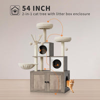 Mobilier pour chat Garvee 3-en-1 avec griffoir, poteaux à griffer en sisal, espace de détente moelleux pour salon et chambre, plusieurs niveaux, gris-beige