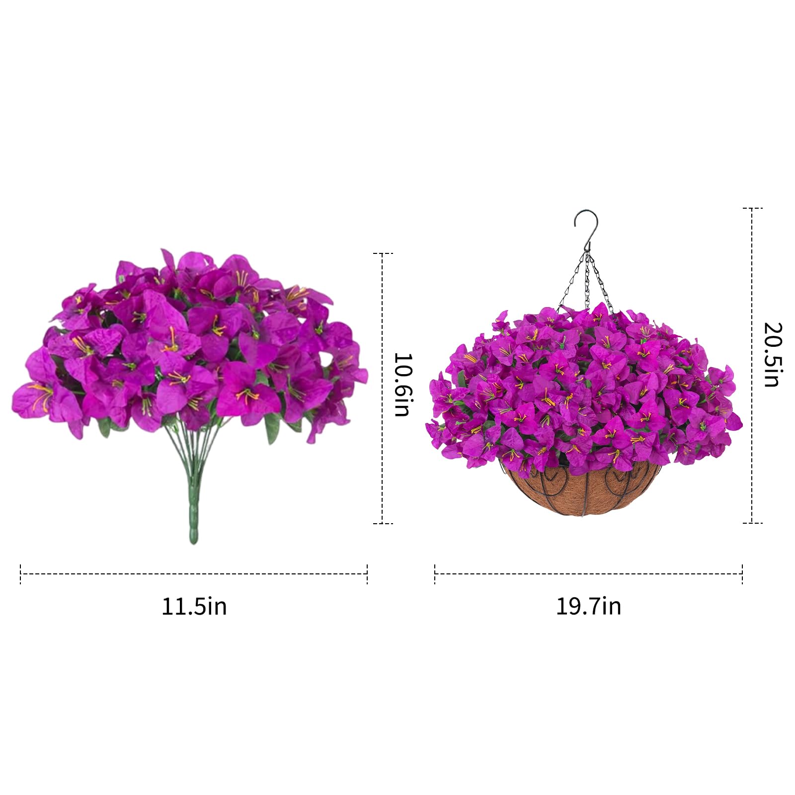 Ensemble de bougainvilliers artificiels Garvee avec panier pour jardin et terrasse, violet, résistant aux UV et aux intempéries.