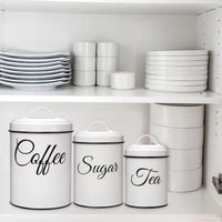 Garvee boîtes de rangement avec couvercles, lot de 3, boîtes métalliques blanches de 1,5 l, hermétiques et empilables, idéales pour le café, le thé et le sucre