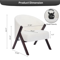 Fauteuil d'appoint Garvee style moderne du milieu du siècle, structure en bois, revêtement en lin, confortable, idéal pour le salon, la chambre ou le balcon.
