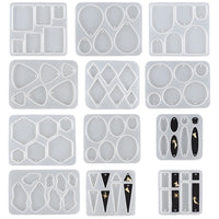Garvee - Kit de 12 moules à boucles d'oreilles en silicone, ovales et hexagonaux, en résine époxy, polyvalents pour la création de bijoux pour femmes et filles