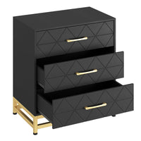 Garvee commode en bois pour chambre, 3 tiroirs, MDF, noir, moderne, robuste, gain de place, salon, couloir