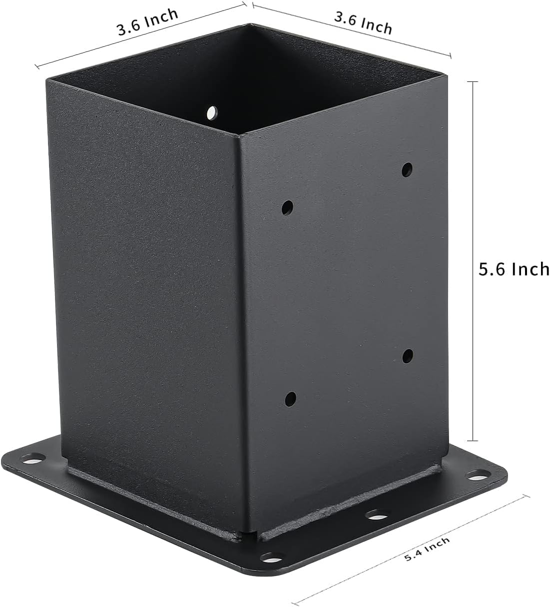 Garvee, ensemble de 4 supports de poteaux en acier de 2 mm pour poteaux en bois 4x4, renfort sur les quatre côtés, revêtement en poudre noir, ensemble complet pour patios et clôtures
