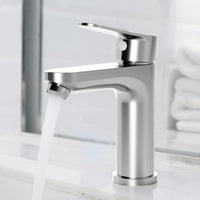 Mitigeur de salle de bain Garvee, hauteur de bec 128 mm, finition chromée, économie d'eau pour salles de bain modernes et toilettes invités