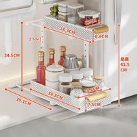Organisateur sous évier Garvee, lot de 2, métal, tiroir coulissant à 2 niveaux, hauteur réglable, cuisine, salle de bain, garde-manger
