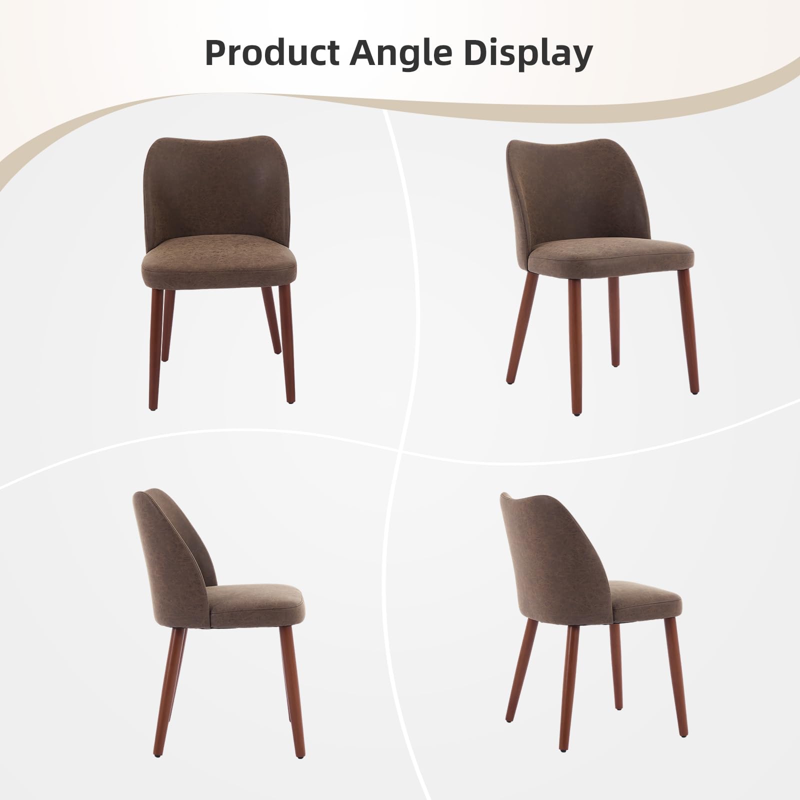 Chaises de salle à manger Garvee, lot de 2, revêtement en tissu, assise rembourrée et pieds en bois, pour restaurant et café, hauteur 78 cm, style moderne du milieu du siècle