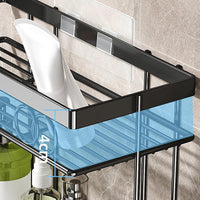 Étagère de rangement Garvee à suspendre au-dessus des toilettes, 1 niveau, sans perçage, idéale pour les salles de bain et les petits espaces, gain de place, robuste, design quadrillé