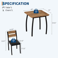 Ensemble de salle à manger Garvee 3 pièces pour 2 personnes avec structure en métal et plateau en MDF, compact, couleurs rétro, idéal pour les petites cuisines et les appartements.