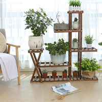 Garvee support à plantes en bois, 5 niveaux et 7 plateformes, 95 × 25 × 95 cm, intérieur et extérieur, naturel
