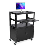 Garvee Chariot audiovisuel mobile avec verrouillage, support pour ordinateur portable réglable en hauteur, acier, roues avec freins, bureau et présentation, noir, 61-107 cm (61 à 107 cm) - 