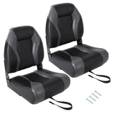 Garvee Siège de bateau pliable à dossier haut, coussin épais, charnière en aluminium, revêtement PVC résistant, pour pêche et vedettes, noir - 