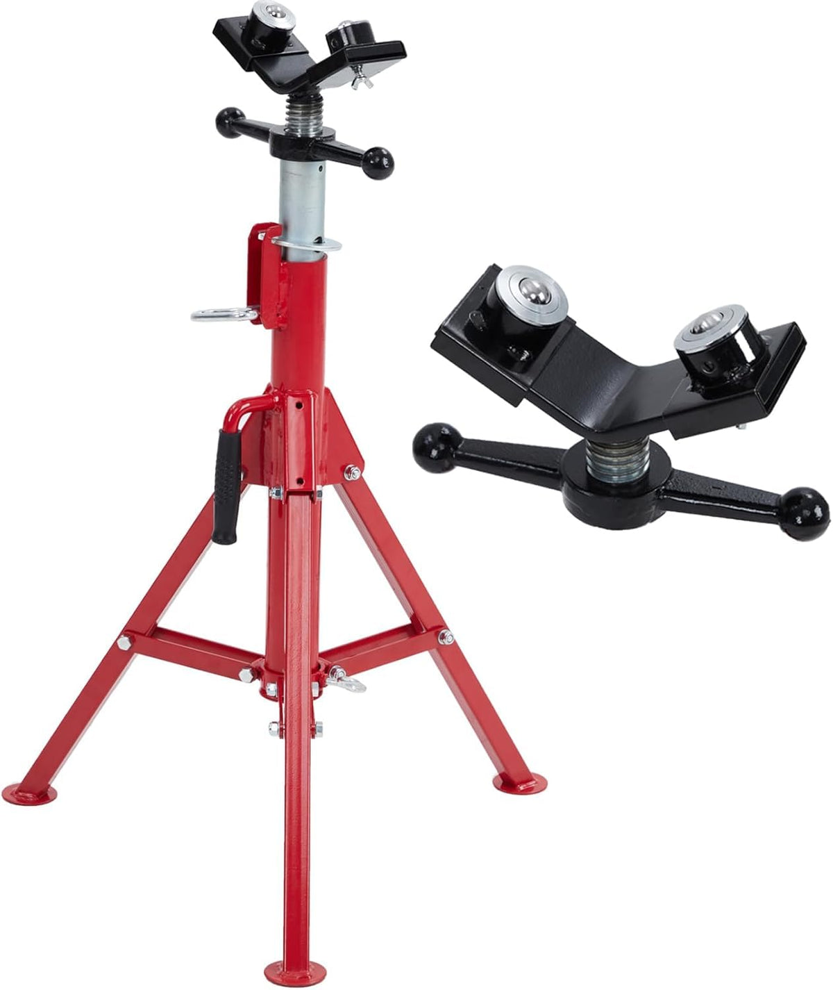 Support de levage de tubes Garvee à tête en V, robuste, 1134 kg (2500 lb) – Réglable de 71 à 132 cm (28 à 52 pouces), en acier au carbone, pliable pour le soudage et le filetage