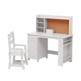 Ensemble bureau enfant Garvee avec étagère et tiroir pour garçons et filles de 3 à 8 ans, en bois rose, pour l'apprentissage et la salle de jeux. - blanc