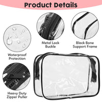 Garvee Ensemble de 18 trousses de maquillage transparentes, imperméables et zippées, idéales pour les voyages, Noir