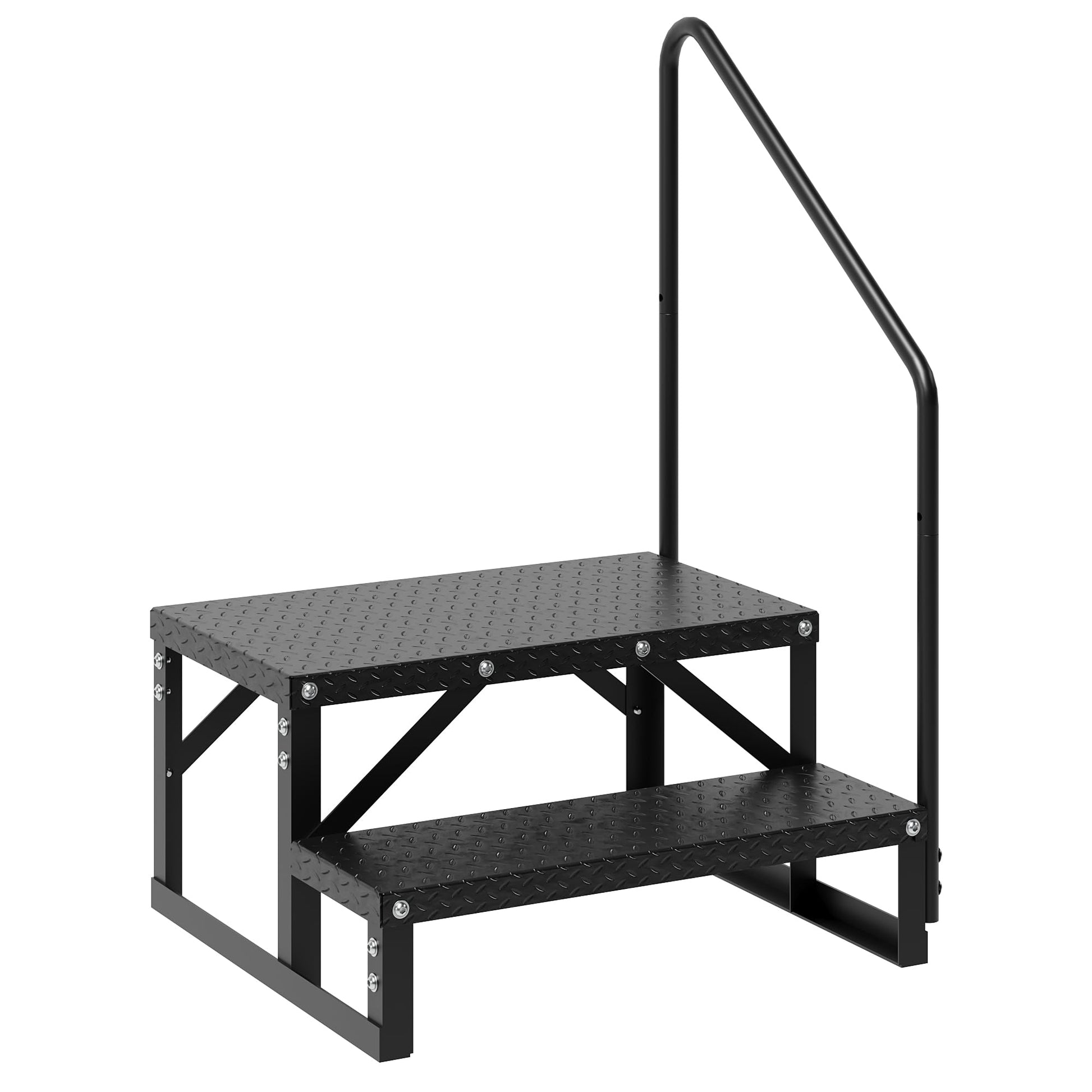 Marches d'accès pour VR Garvee avec rampe, 2 marches, en aluminium, surface antidérapante, capacité de charge de 300 kg, pour le camping et les activités de plein air, robustes et portables