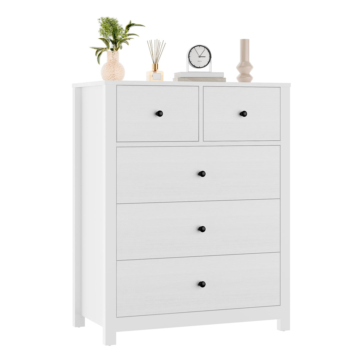 Garvee commode noire à 5 tiroirs pour chambre, chambre d'enfant et couloir, 40 cm (P) × 74 cm (L) × 94 cm (H), moderne