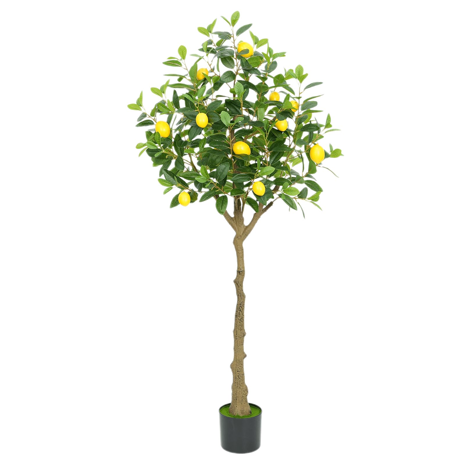 Citronnier artificiel Garvee de 1,5 m, réaliste, avec pot en ciment robuste, pour bureau et maison, vert et jaune