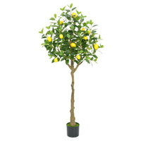 Citronnier artificiel Garvee de 1,5 m, réaliste, avec pot en ciment robuste, pour bureau et maison, vert et jaune