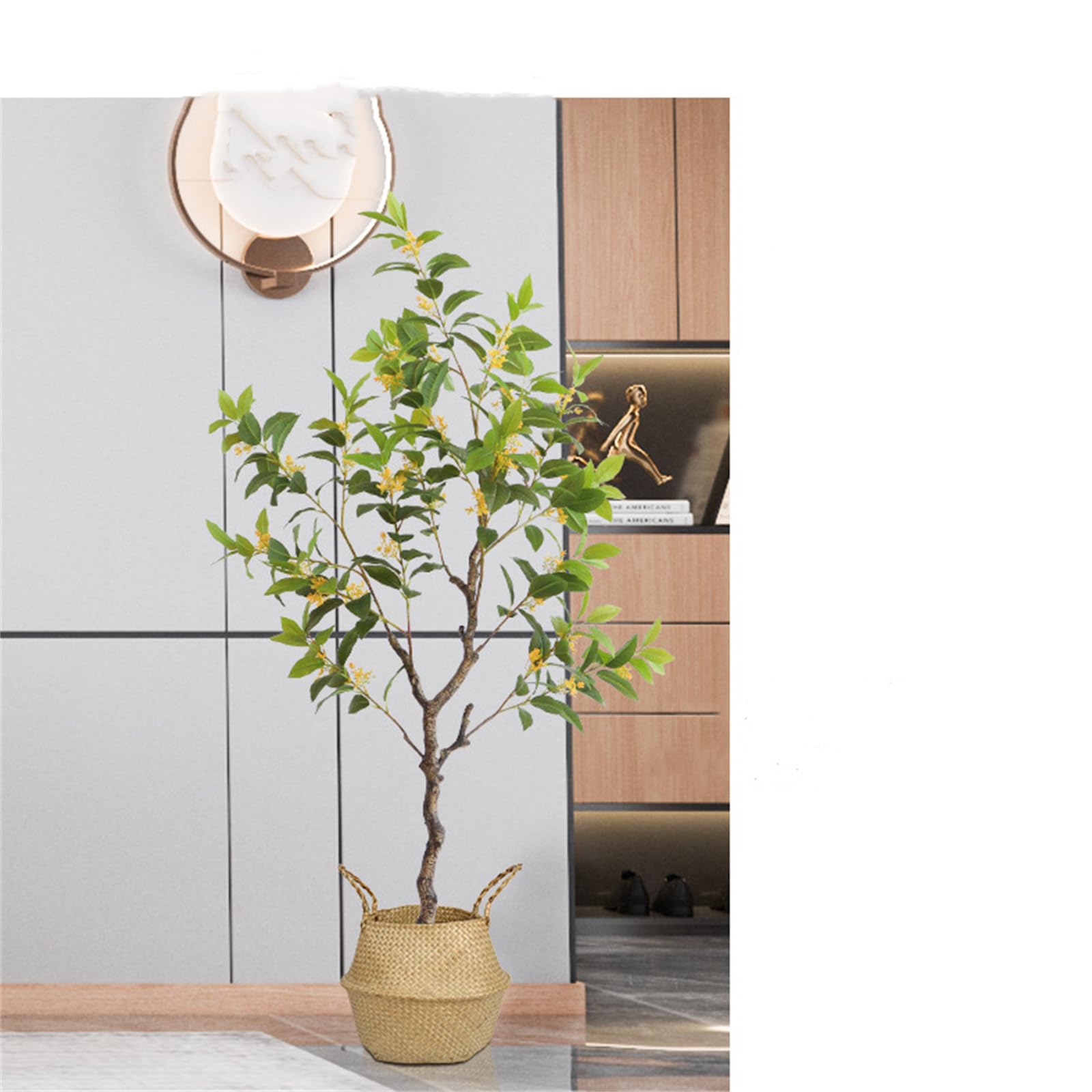 Osmanthus artificiel Garvee 1,4 m avec feuilles et fleurs réalistes, branches ajustables, matériau PU, sans entretien pour une utilisation intérieure et extérieure, vert