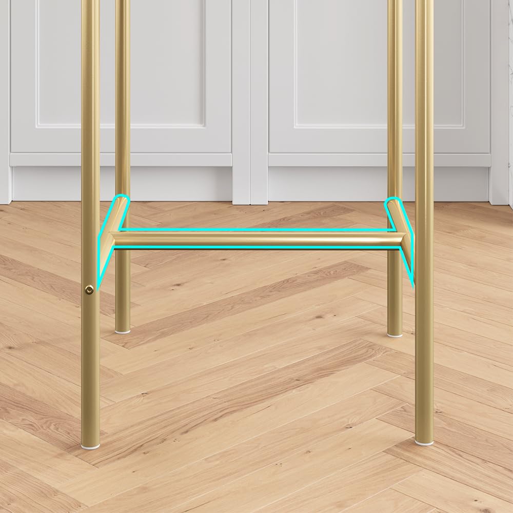 GARVEE Lot de 2 tabourets de bar 94 cm, assises et dossier en PU doré, pour cuisine et salle à manger