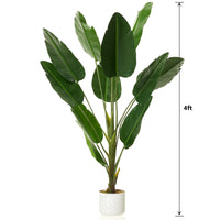 Bananier artificiel Garvee de 1,2 m avec pot en ciment robuste, résistant aux UV, en PEVA, pour la décoration du salon ou du bureau (vert).