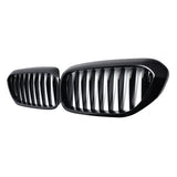 Grille de radiateur Garvee (lot de 2) pour pare-chocs avant, à lamelles simples, compatible avec BMW Série 5 G30, G31 et G38 (2017-2020), noire, robuste et facile à installer.