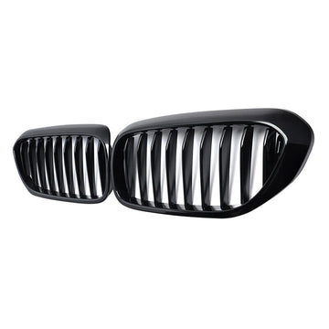 Grille de radiateur Garvee (lot de 2) pour pare-chocs avant, à lamelles simples, compatible avec BMW Série 5 G30, G31 et G38 (2017-2020), noire, robuste et facile à installer.