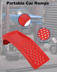 Ensemble de rampes de levage Garvee pour voiture, capacité de 3630 kg (8000 lb), 2 rampes en acier, hauteur de levage de 20 cm (8 po), antidérapantes, robustes, rouges, 91 x 33 x 23 cm (36 x 13 x 9 po), pour atelier et garage