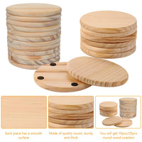 Garvee Lot de 10 sous-verres ronds en bois, à personnaliser, 7 cm de diamètre, 6 mm d'épaisseur, bois brut, à peindre et à graver, protège-tables, idée cadeau