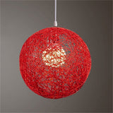 Garvee suspension d'extérieur rotin tressé - abat-jour rond 15 cm - Style Bohème Fait Main - Luminaire Jardin porche Salon - 7 couleurs vives, Rouge - Rouge