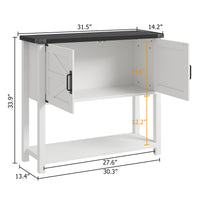 Console Garvee style ferme avec 2 portes, en bois robuste et résistant aux rayures, blanc et noir, 81 cm (32 pouces), idéale pour la cuisine et le salon.