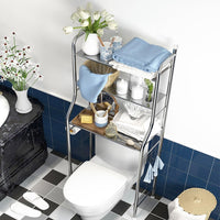 Étagère de salle de bain autoportante à 3 niveaux Garvee en métal avec crochets et porte-papier toilette pour salle de bain, toilettes et buanderie, noire, gain de place