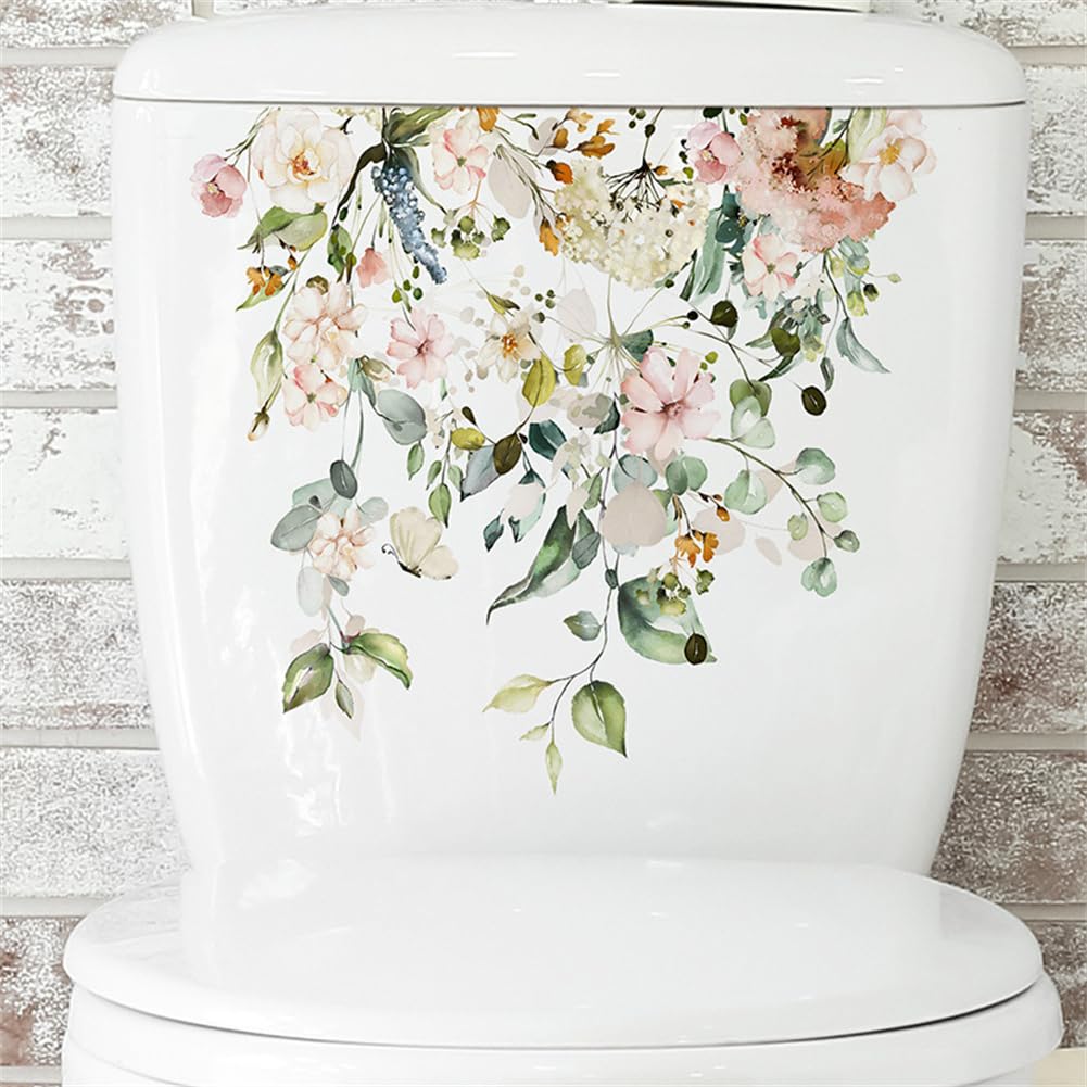 Autocollant pour siège de toilette Garvee, motif floral, en PVC plat et imperméable, M-205, décoration de salle de bain
