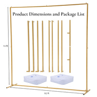 Support de fond de scène carré Garvee 8x8 pi pour mariage, en métal doré stable et résistant à la corrosion, pour cérémonies et fêtes.