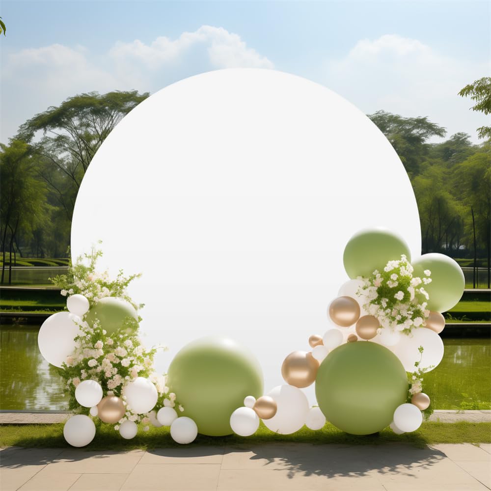 Garvee Housse d’arche ronde unie, diamètre 2 m, blanc, pour décoration de mariage et anniversaire, blanc
