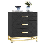 Garvee commode en bois pour chambre, 3 tiroirs, MDF, noir, moderne, robuste, gain de place, salon, couloir - noir