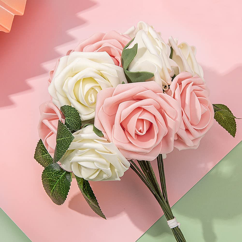 Roses artificielles Garvee, lot de 25, fleurs en mousse, roses, pour décorations de mariage à faire soi-même, couleurs éclatantes, durables et polyvalentes