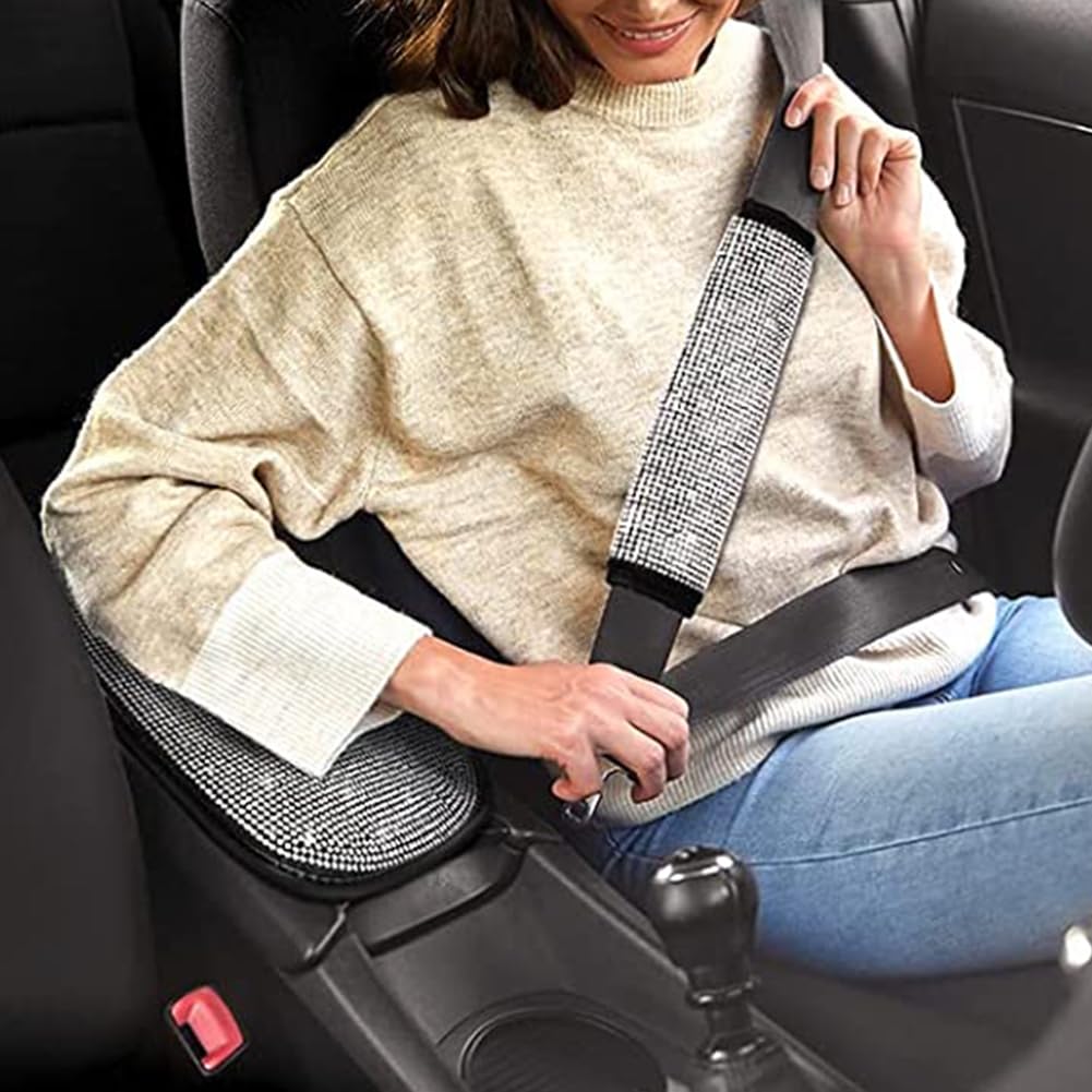 Garvee Ensemble de 15 housses de siège auto scintillantes pour femmes, housse de volant en cristal, matière velours, respirante, intérieur de voiture universel