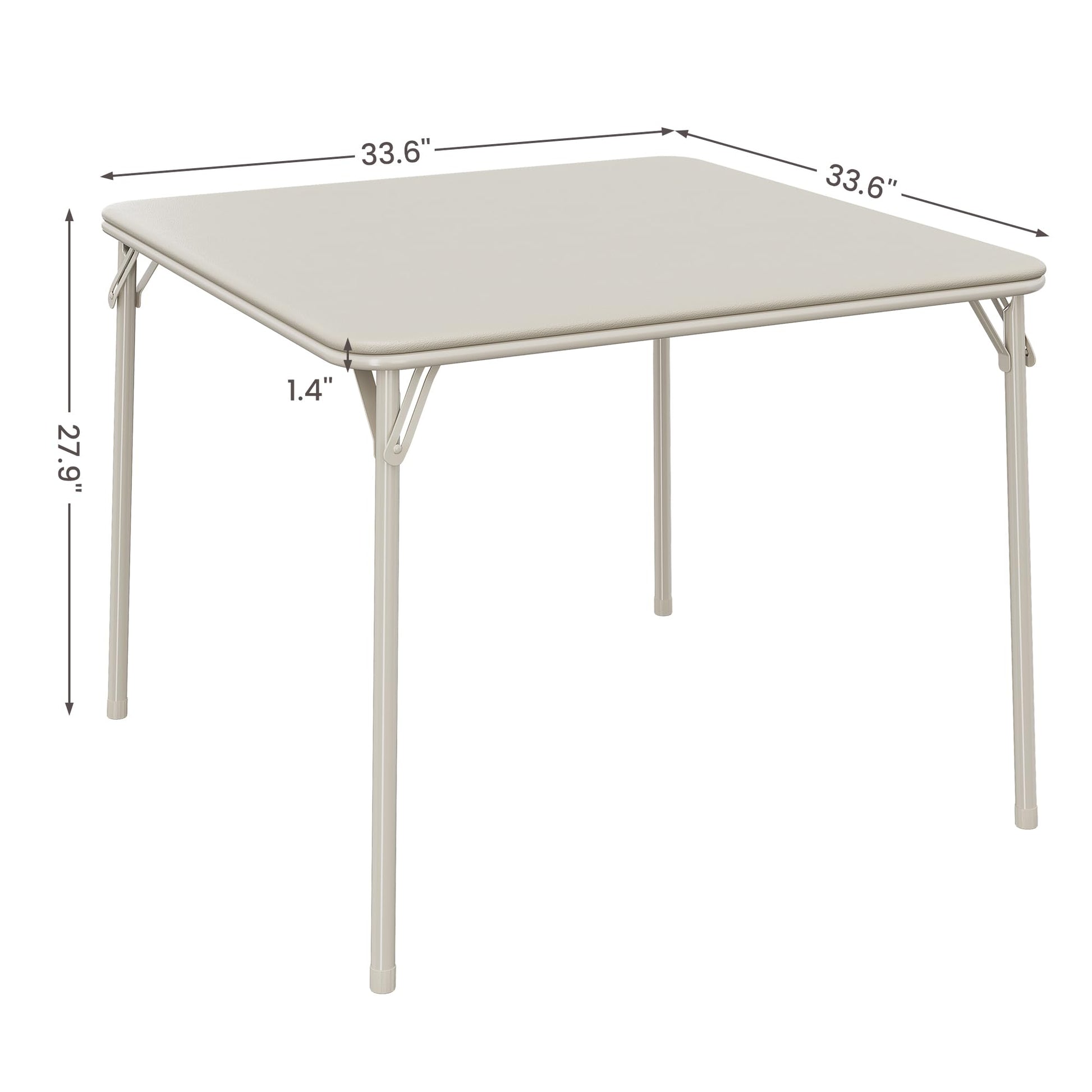 Table pliante Garvee 33,6 pouces avec coussin en PU, cadre en métal, antidérapante, pour le bureau et le camping, beige, polyvalente