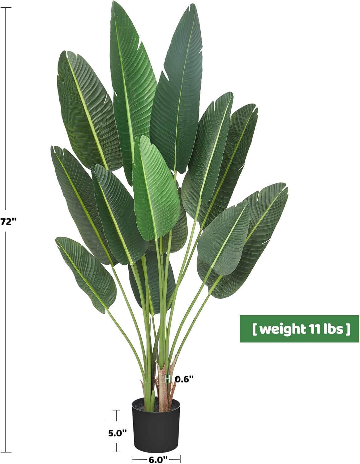 Garvee Oiseau de Paradis Artificiel 183 cm, 13 Troncs Ajustables, Plante Réaliste pour Décoration Intérieure et Extérieure