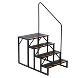 Escalier 4 marches pour camping-car avec rampe – antidérapant et portable, en acier thermolaqué noir - 