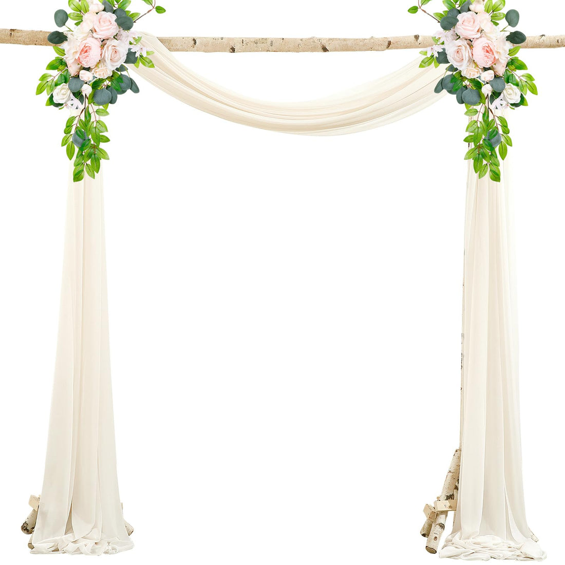 Rideau de tulle d'extérieur Garvee pour arche de mariage, tissu gaze 60 x 550 cm, blanc ivoire, matière douce