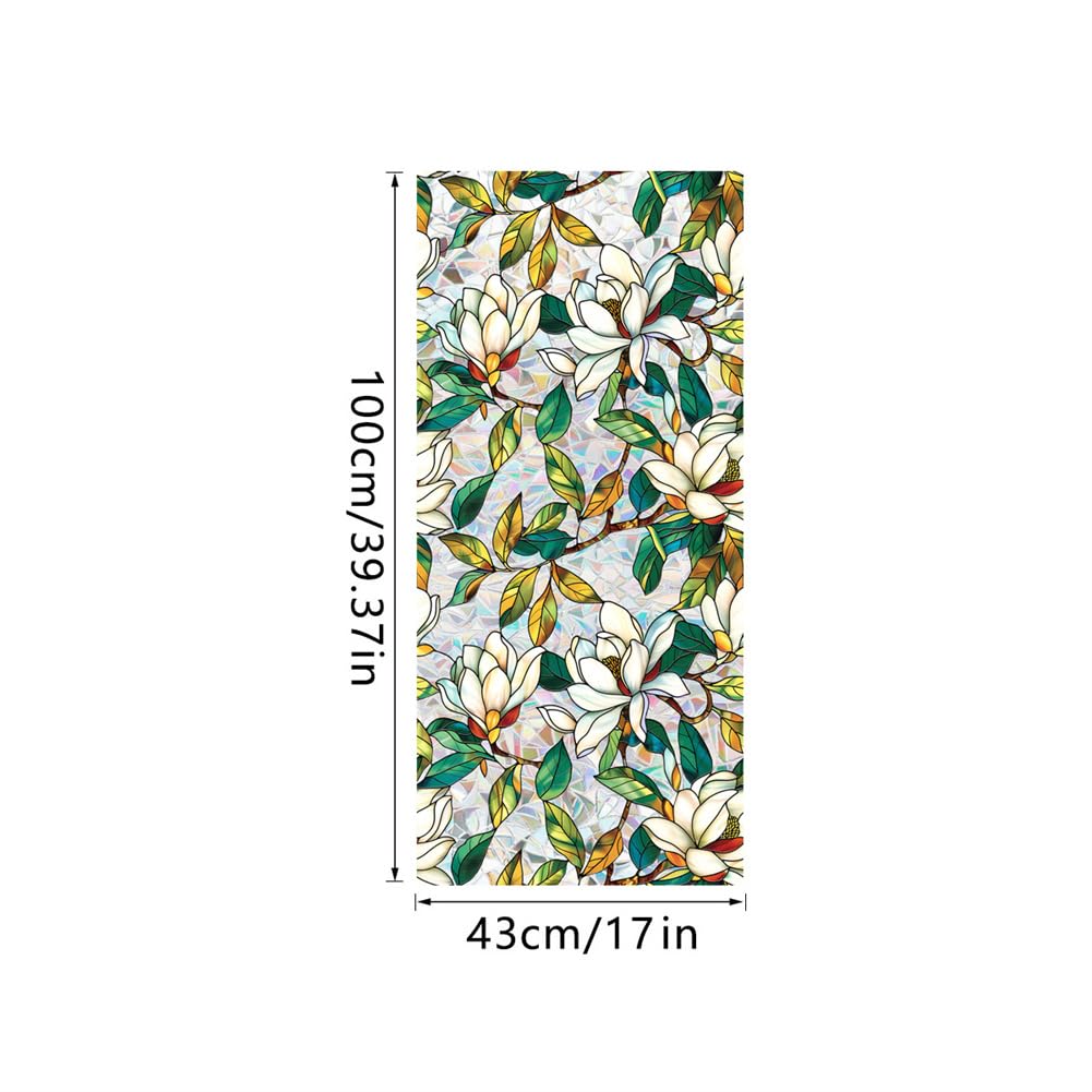 Film adhésif statique Garvee pour fenêtres, motif végétal, gravure 3D, protection solaire, électrostatique, réutilisable, 45 x 100 cm, salon et cuisine