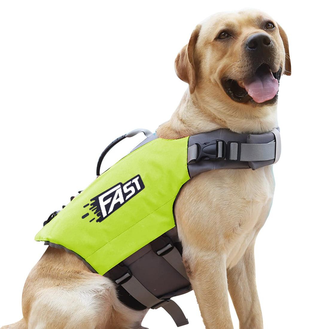 Gilet de sauvetage pour chien Garvee, en tissu ripstop, ajustable avec poignée et bandes réfléchissantes, pour chiens de petite, moyenne et grande taille, vert fluorescent, taille XL