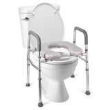Garvee Rehausseur de Toilettes avec Accoudoirs, Hauteur Réglable, Cadre en Aluminium, Siège Rembourré, Charge 158 kg, pour Seniors et Personnes à Mobilité Réduite